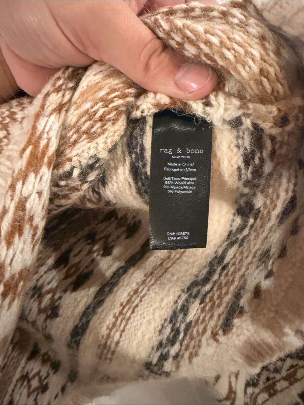 Rag & Bone Hollis Fair Isle Alpaca Wool Sweater XS NWT $495 Retail - Picture 7 of 7